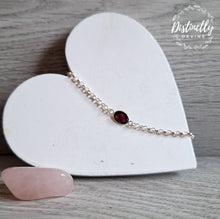 Load image into Gallery viewer, Beautiful January birthstone bracelet featuring an oval cut Garnet in Sterling Silver