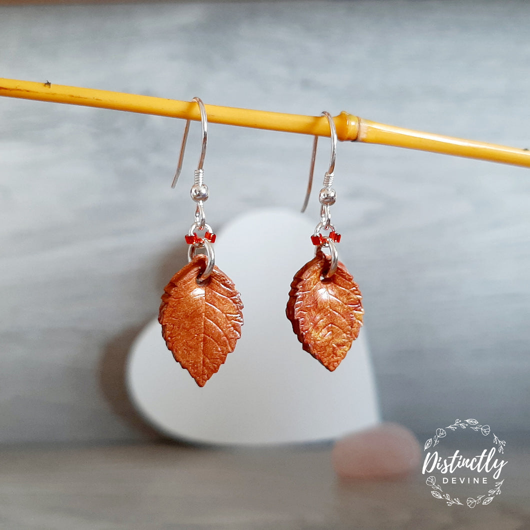 Autumn Leaf Silver Drop Earrings
