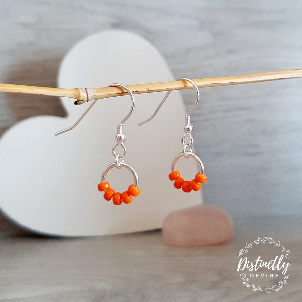 Beaded Drop Earrings in Orange